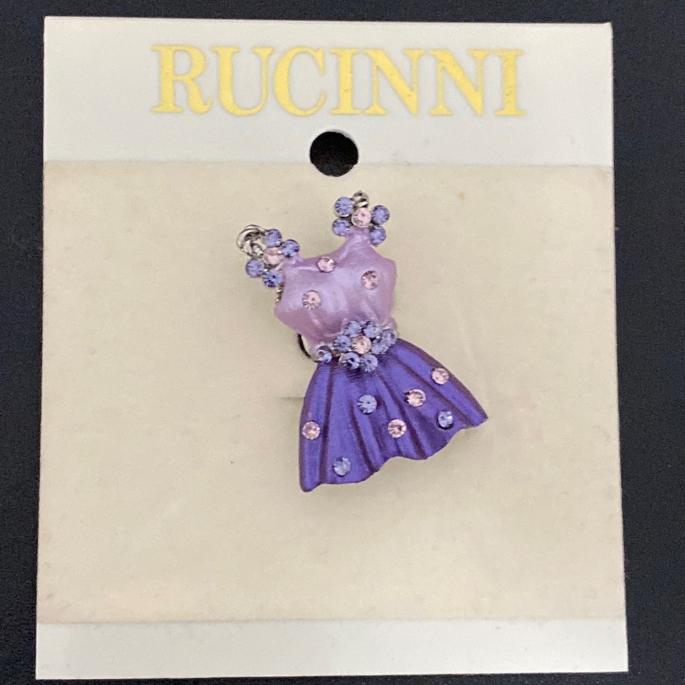 Rucinni Purple Rhinestone Enameled Dress Brooch